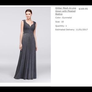 Glitter Mesh Gunmetal A line  gown